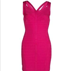 Hot Pink Herve Ledger Bandage Dress